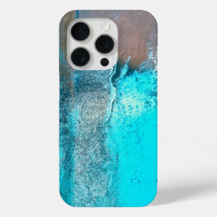 Coque iPhone 15 Pro Grunge Turquoise Texturé Abstrait