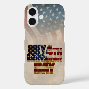 Coque Pour iPhone 16 Grunge USA juillet 4 Juillet Indépendance Graphiqu