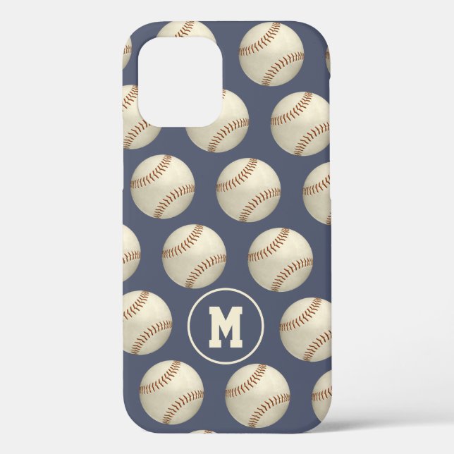 Coques Case-Mate iPhone Grungy baseballs softballs motif monogrammed (Verso)