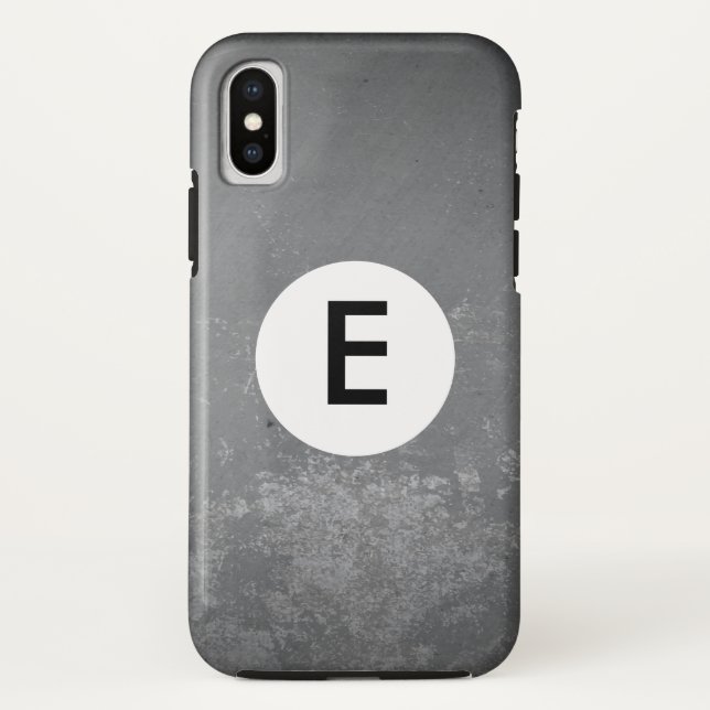 Coques Case-Mate iPhone Grungy Grey monogramme dessiné motif (Dos)