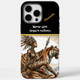 Coques iPhone 16 Pro Max Guerrier assis à côté d'un tigre rugissant dans la