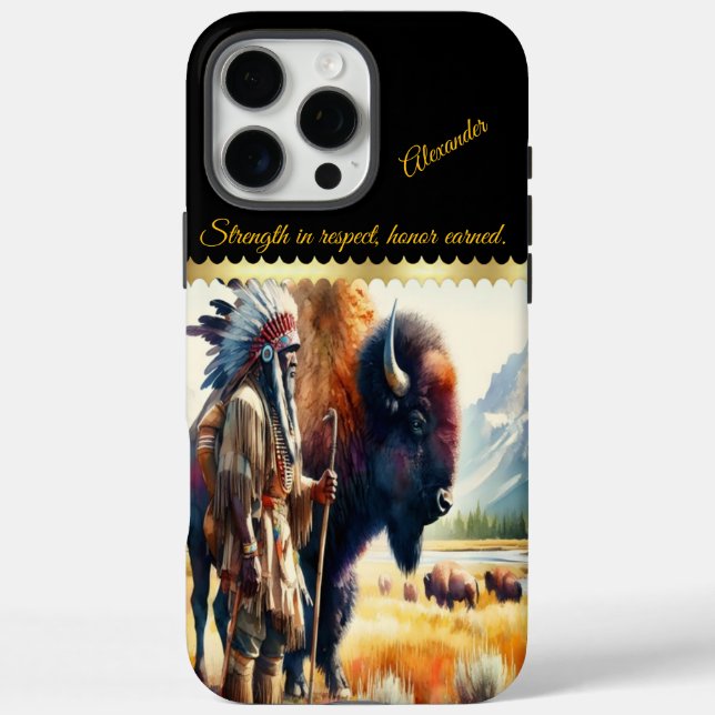 Coques Case-Mate iPhone Guerrier avec bison. (Verso)