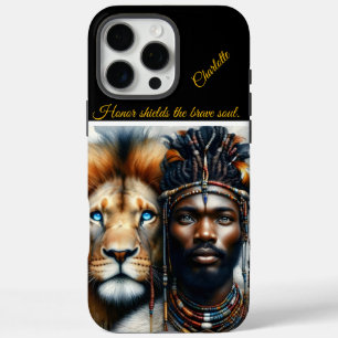 Coques iPhone 16 Pro Max Guerrier et lion s'unissent dans la force.