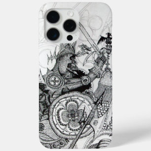 Coque iPhone 15 Pro Max GUERRIÈRES GOTHIQUES Imaginaire noir blanc