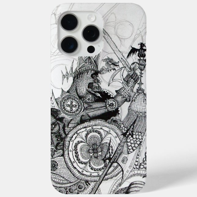 Coques Case-Mate iPhone GUERRIÈRES GOTHIQUES Imaginaire noir blanc (Verso)