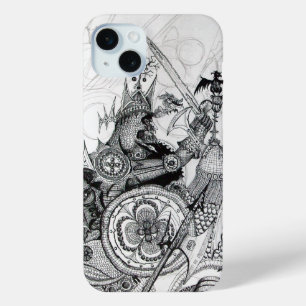 Coque iPhone 15 Mini GUERRIÈRES GOTHIQUES Imaginaire noir blanc