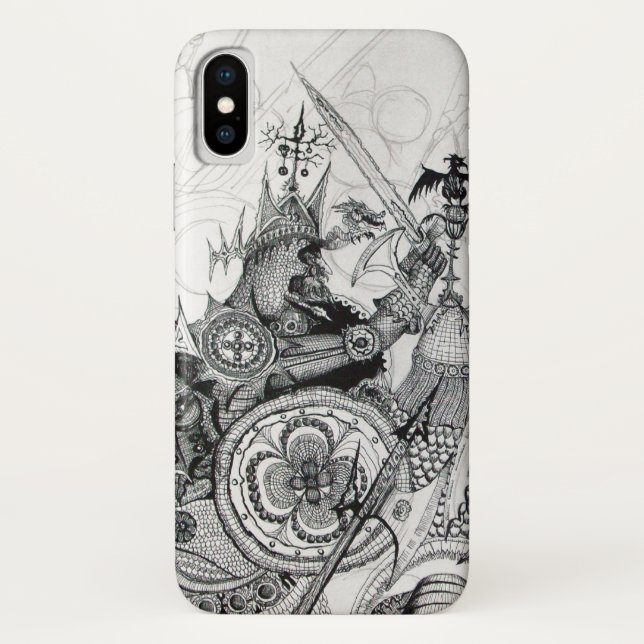 Coques Case-Mate iPhone GUERRIÈRES GOTHIQUES Imaginaire noir blanc (Dos)