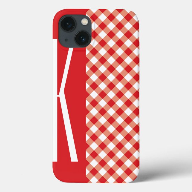 Coques Case-Mate iPhone Guingan diagonal rouge et blanc (Verso)