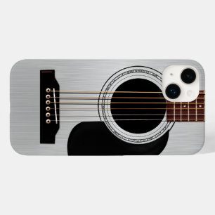 Coque Pour iPhone 14 Plus Guitare acoustique supérieure en argent