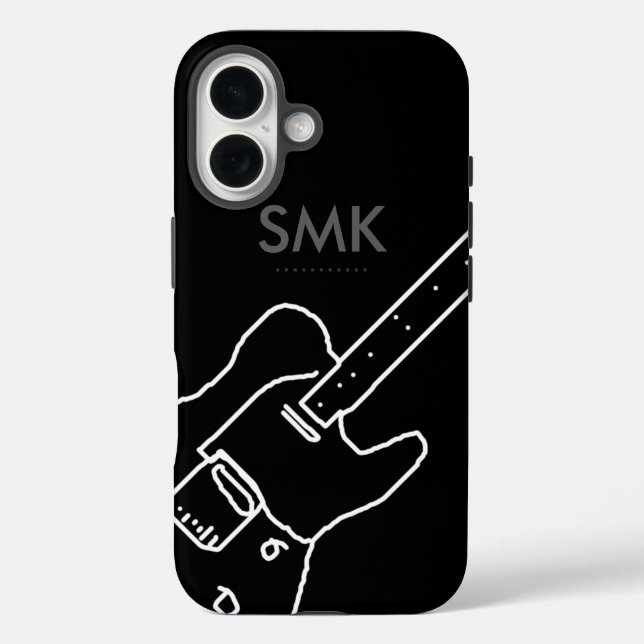 Coques Case-Mate iPhone Guitare avec nom noir (Verso)