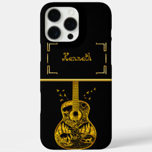 Coques iPhone 16 Pro Max Guitare d'or Captures d'art Nature et Musique