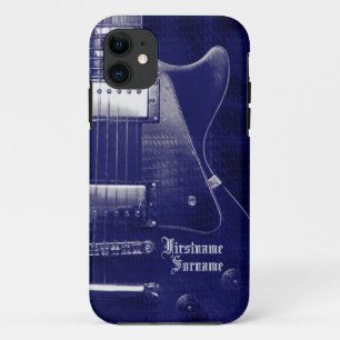 Coque Case-Mate Pour iPhone Guitare électrique Bleu Métallique Personnalisé iP