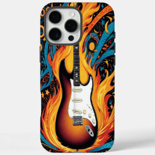 Coques iPhone 16 Pro Max Guitare électrique en flammes vives