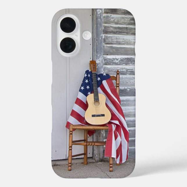 Coques Case-Mate iPhone Guitare sur un drapeau américain (Verso)