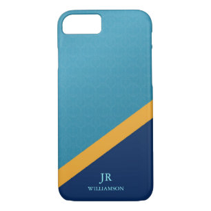Coque iPhone 7 Guy Damask bleu moderne