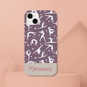 Coque Pour iPhone 14 Plus Gymnastique violet Nom personnalisé Girlie Moderne