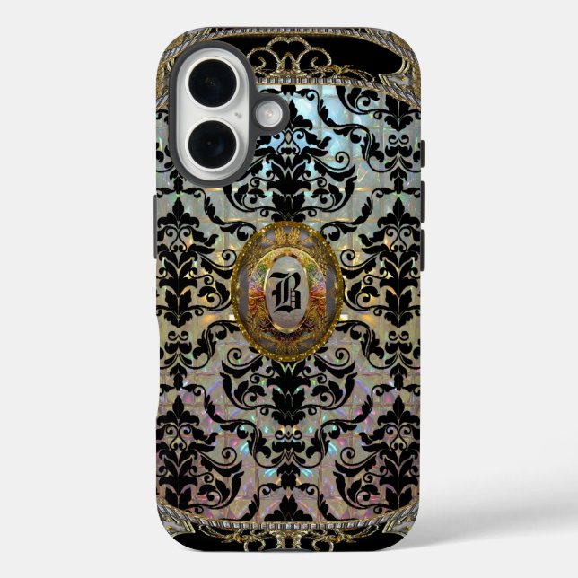 Coques Case-Mate iPhone Halleesham Elegant Damask Monogramme (Verso)