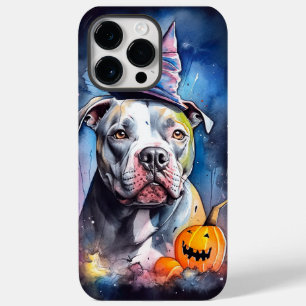 Coque Pour Pour iPhone 14 Pro Max Halloween American Staffordshire avec citrouilles