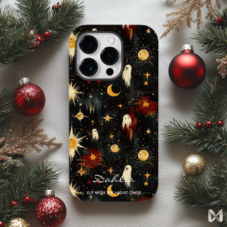 Coque Pour iPhone 14 Pro Halloween artistique - Fantômes et design céleste
