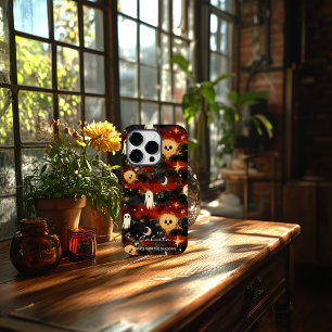 Coque Pour iPhone 14 Pro Halloween artistique - Fantômes et étoiles