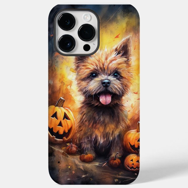 Coques Case-Mate iPhone Halloween Cairn Terrier Avec La Peur Citrouille (Verso)