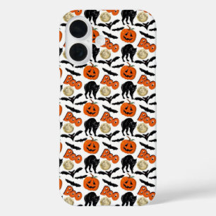 Coque Pour iPhone 16 Halloween Chats Chat Citrouille Et Lune Dessin