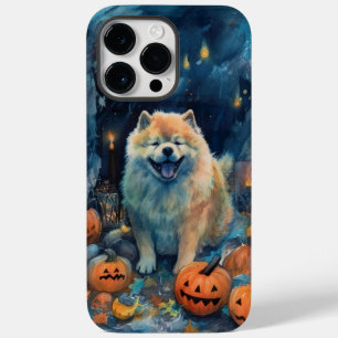Coque Pour Pour iPhone 14 Pro Max Halloween Chow Chow Avec La Peur Citrouille