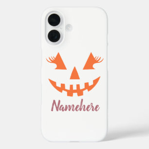 Coque Pour iPhone 16 Halloween Citrouille Jack-o'-lantern fille personn