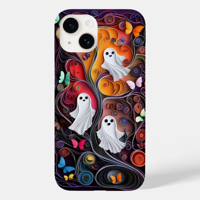 Coques Case-Mate iPhone Halloween | Fantômes et papillons (Verso)