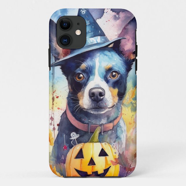 Coques Case-Mate iPhone Halloween Hélicoptère Bleu Avec La Peur Citrouille (Dos)