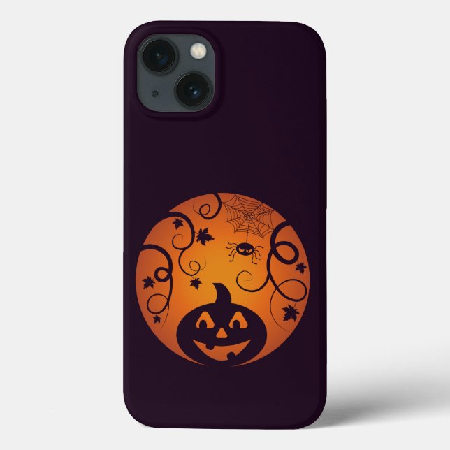 Coques Case-Mate iPhone Halloween Jack-o'-lantern citrouille visage et ara (Verso)