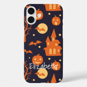 iPhone 16 Plus Case Halloween Maison Éffrayante chauves-souris arbres