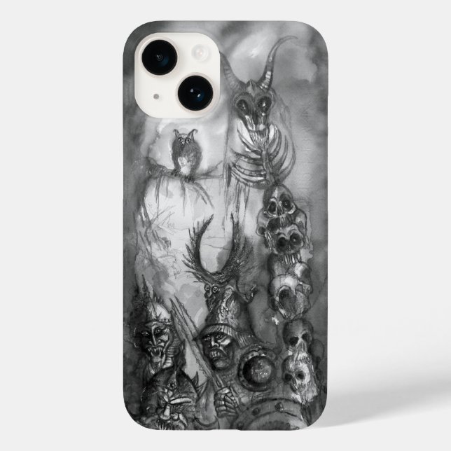 Coques Case-Mate iPhone HALLOWEEN MONSTERS / ORK WAR Imaginaire noir blanc (Verso)