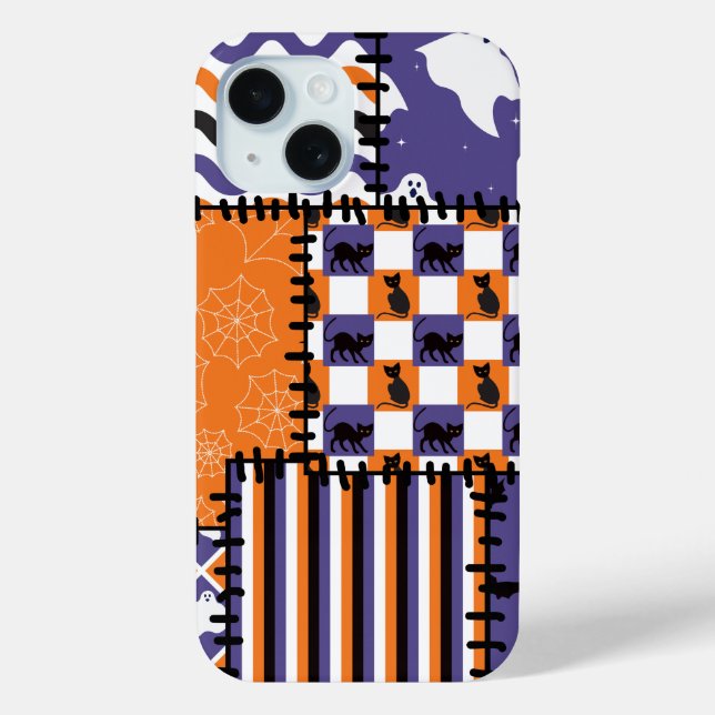 Coques Case-Mate iPhone Halloween Patchwork Chats Fantômes (Verso)