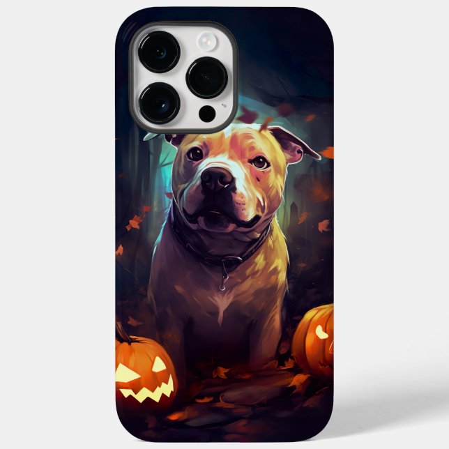 Coques Case-Mate iPhone Halloween Pitbull avec la peur Citrouille (Verso)