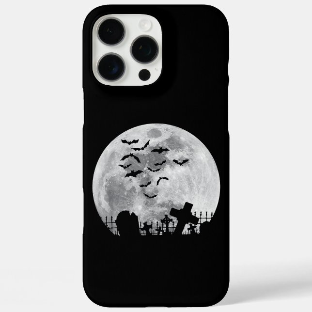 Coques Case-Mate iPhone Halloween Pleine lune Cimetière Bats Éffrayants (Verso)