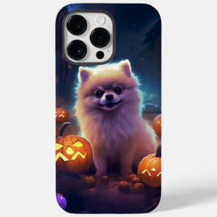 Coque Pour Pour iPhone 14 Pro Max Halloween Poméranien Avec La Peur Citrouille