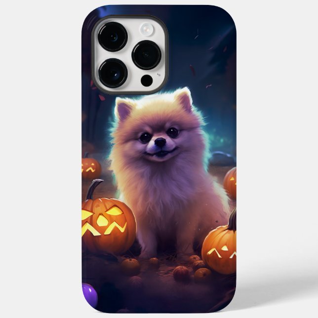Coques Case-Mate iPhone Halloween Poméranien Avec La Peur Citrouille (Verso)