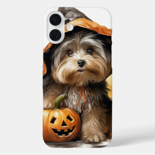 COQUES iPhone 16 PLUS HALLOWEEN PUPPY DOG ADORABLE AVEC CITROUILLES