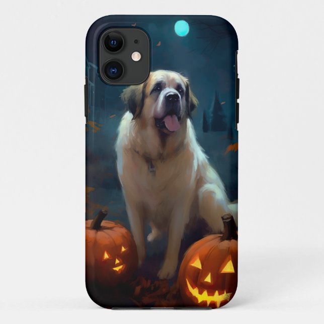 Coques Case-Mate iPhone Halloween Saint Bernard avec la peur Citrouille (Dos)