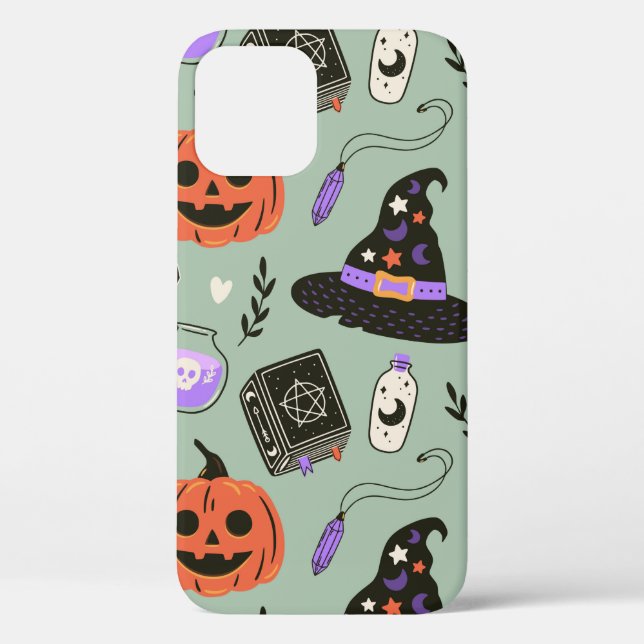 Coques Case-Mate iPhone Halloween sans couture motif avec casquette sorciè (Verso)