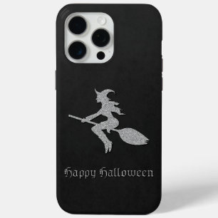 Coque iPhone 15 Pro Max Halloween sorcière volante en argent