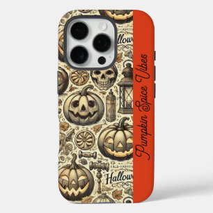 Coques iPhone 16 Pro Halloween vibes orange brun élégant