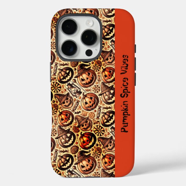 Coques Case-Mate iPhone Halloween vibes orange brun élégant (Verso)