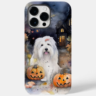 Coque Pour Pour iPhone 14 Pro Max Halloween vieux chien anglais avec la peur Citroui