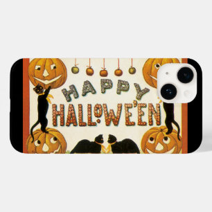 Coques Pour iPhone Halloween vintage, Chats noirs avec Jackolanterns