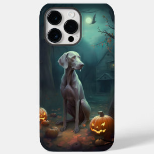 Coque Pour Pour iPhone 14 Pro Max Halloween Weimaraner avec la peur Citrouille