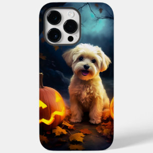Coque Pour Pour iPhone 14 Pro Max Halloween Yorkipoo Avec La Peur Citrouille