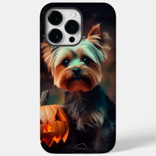 Coque Pour Pour iPhone 14 Pro Max Halloween Yorkshire Terrier Avec La Peur Citrouill