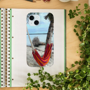Coque Pour iPhone 15 Hamac Rouge Entre Palms, Plage Caraïbes